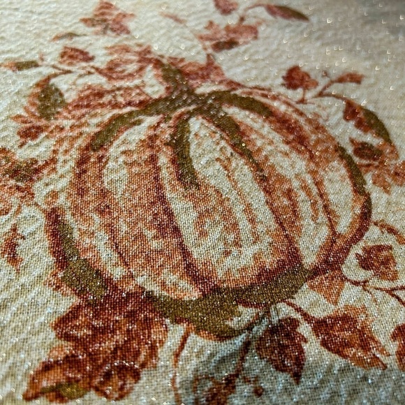 FALL TABLECLOTH Rachel Ashwell Orange Pumpkin Metallic  The Farmhouse 69” x 57” - Picture 8 of 15